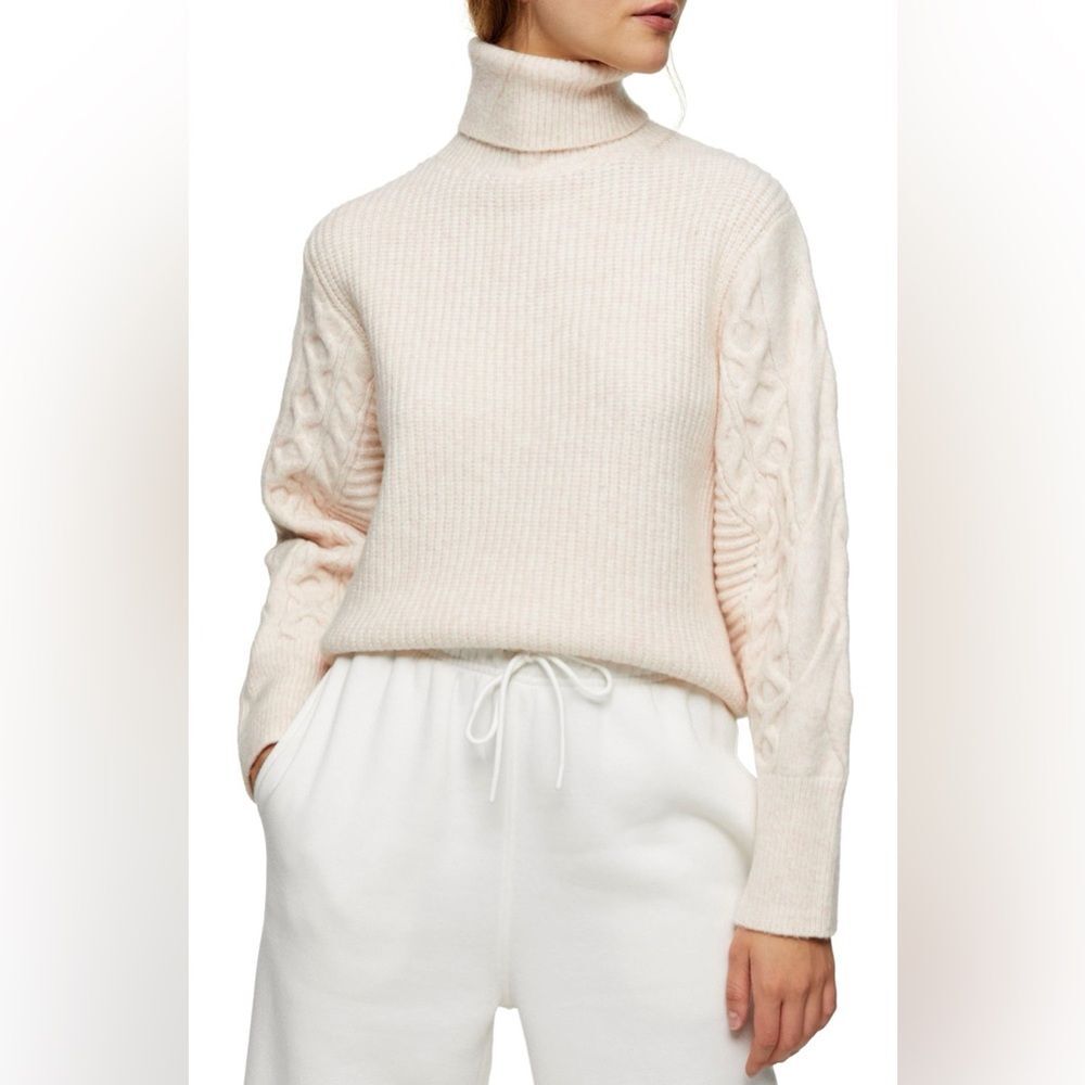 Topshop Thick Light Pink Cowl Neck Sweater
